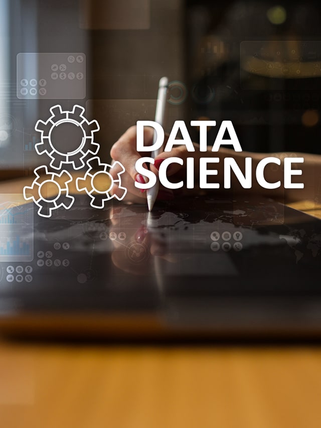 Data Science, analysis. Internet and technology concept concept, banner and infographic on virtual screen; concept of data science internship 2024
