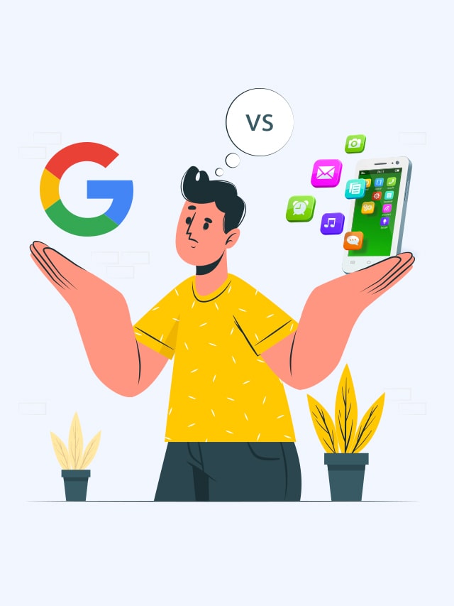 concept of dispute between google and Indian startups. google removed indian apps from play store; vector illustration google log and mobile apps
