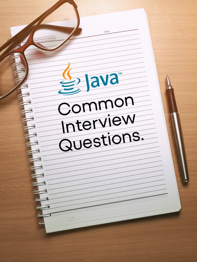 JAVA Common interview question written on notebook - Interview concept