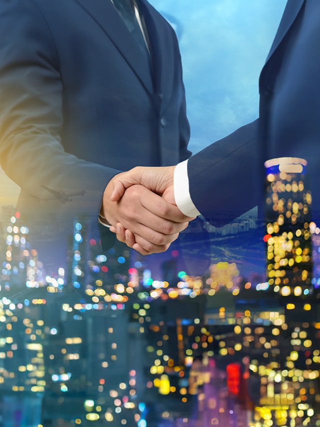 business deal with cityscape; business development manager, hiring, recruitment concept