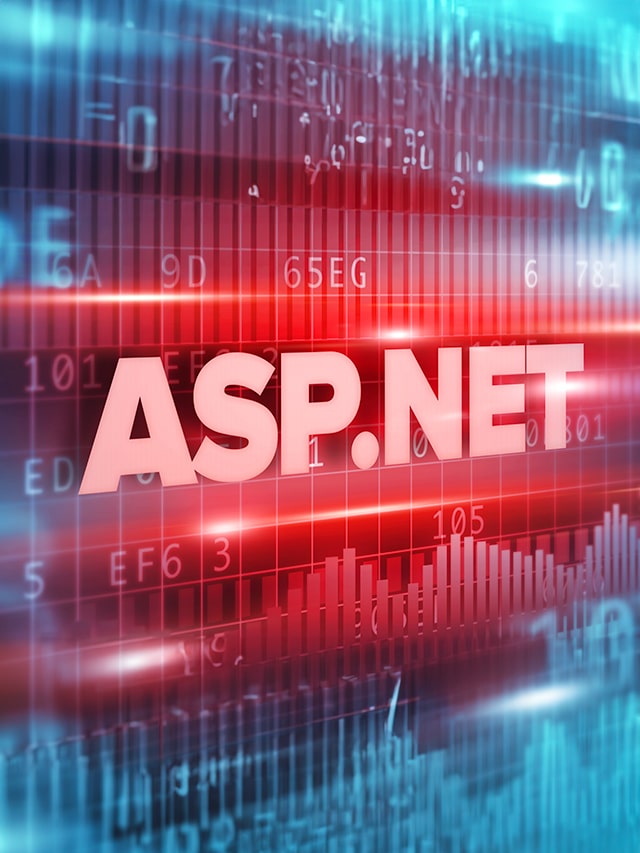 ASP.NET abstract concept red text red background; concept of Most-Asked ASP.NET Interview Questions in 2024