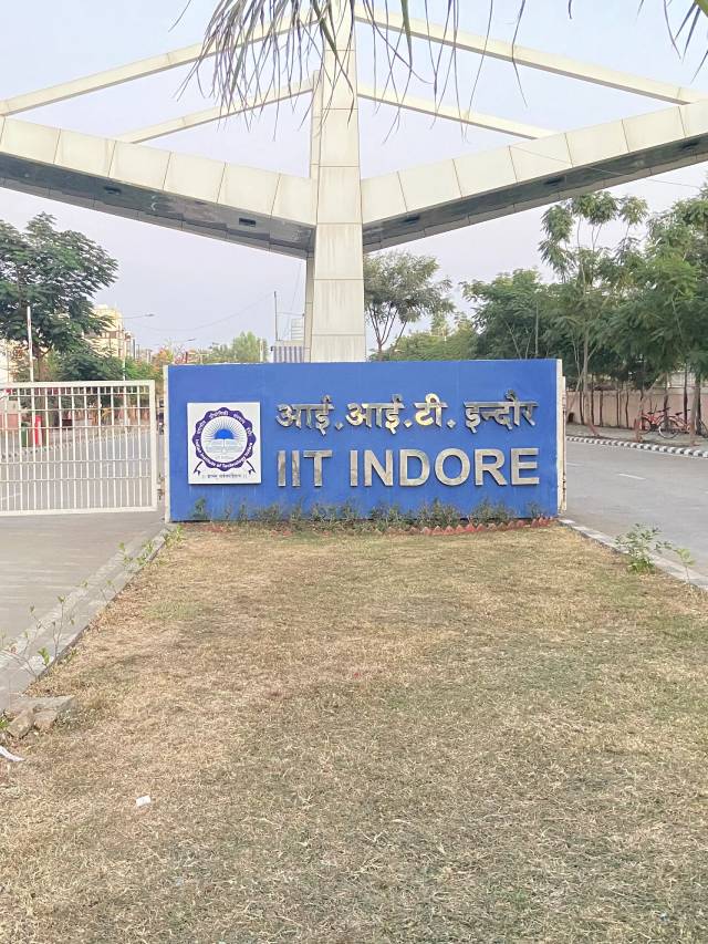 IIT Indore Campus main entrance with lush greenery. Concept IIT Indore Internship 2024