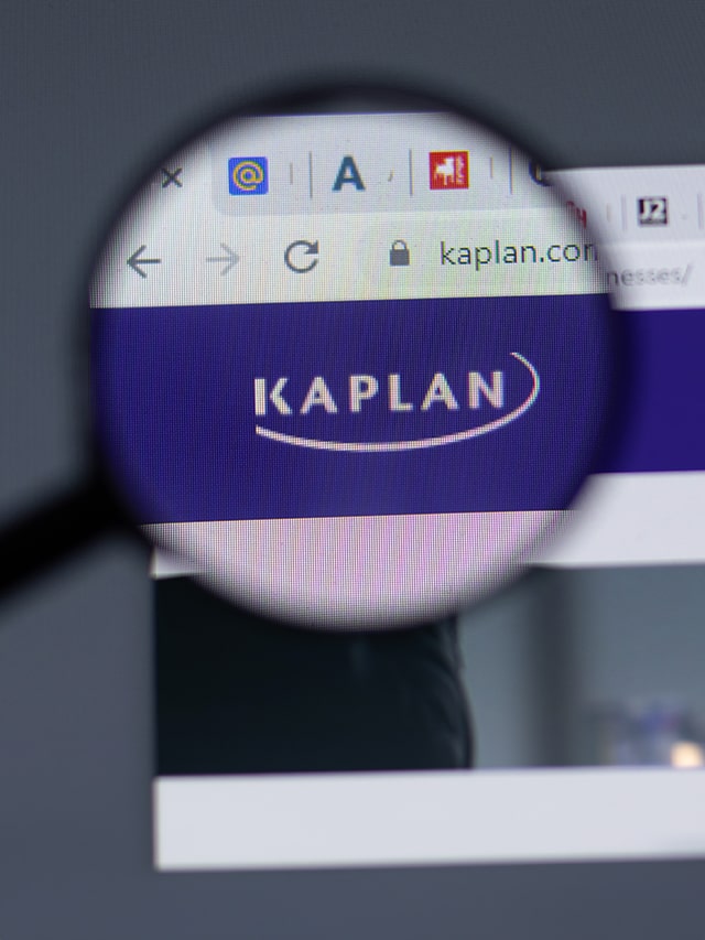 Kaplan, Inc., an American for-profit corporation that provides educational and training services, is seen on a computer screen; concept of Kaplan Paid Internship 2024