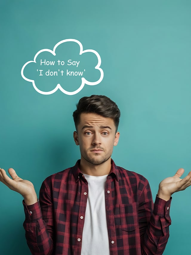 Boy standing in cyan bg thinking about How to Say 'I don't know' in a Job Interview